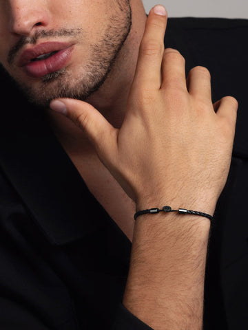 Nialaya Men's Leather Bracelet Men's Braided Lux Leather Bracelet Men's Braided Lux Leather Bracelet